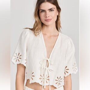 Rails White Eyelet Tie-Front Blouse